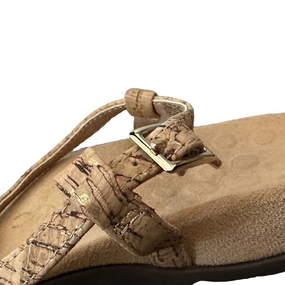 NEW Vionic Nala Cushioned Rest T-Strap Sandals Gold Cork Studded Buckle Comfort - Picture 5 of 6